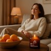Zapalona naturalna świeca sojowa Citrus Zest uwalniająca zapach pomarańczy i yuzu