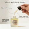Flakon olejku z opuncji figowej SOWÉ z pipetą i infografiką efektów działania w czasie