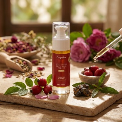 naturalne serum przeciwzmarszczkowe w butelce z dozownikiem